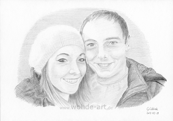 Bleistift Zeichnung Portrait Paar