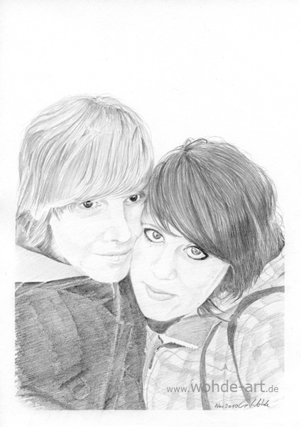 Zeichnung_Bleistift_Portrait_junges_Paar